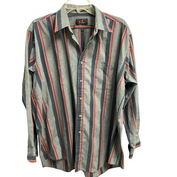 At Ease Mens Striped Button Down Shirt Size Large Chatham Cloth VTG Vintage - Picture 1 of 4